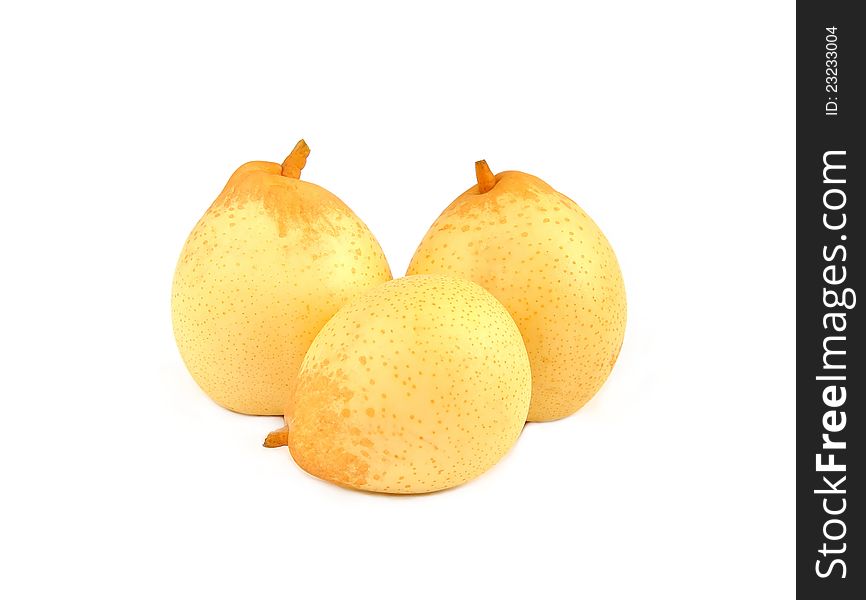 Fresh Chinese pear lying on a white background. Fresh Chinese pear lying on a white background