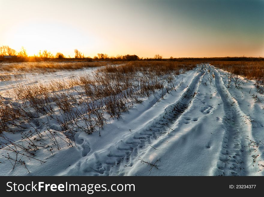Beautiful winter landscape with the road. Beautiful winter landscape with the road