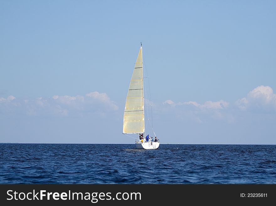 Sailboat sailing with blue sky