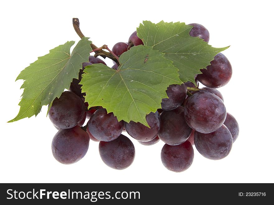 Grape with leaves isolated on white. Grape with leaves isolated on white