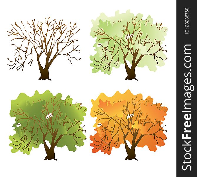 Deciduous tree during different seasons.Used a linear gradient.