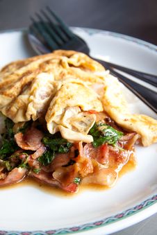 Stir Fried Bacon With Holy Basil Royalty Free Stock Image Stir Fried Bacon With Holy Basil Royalty Free Stock Image