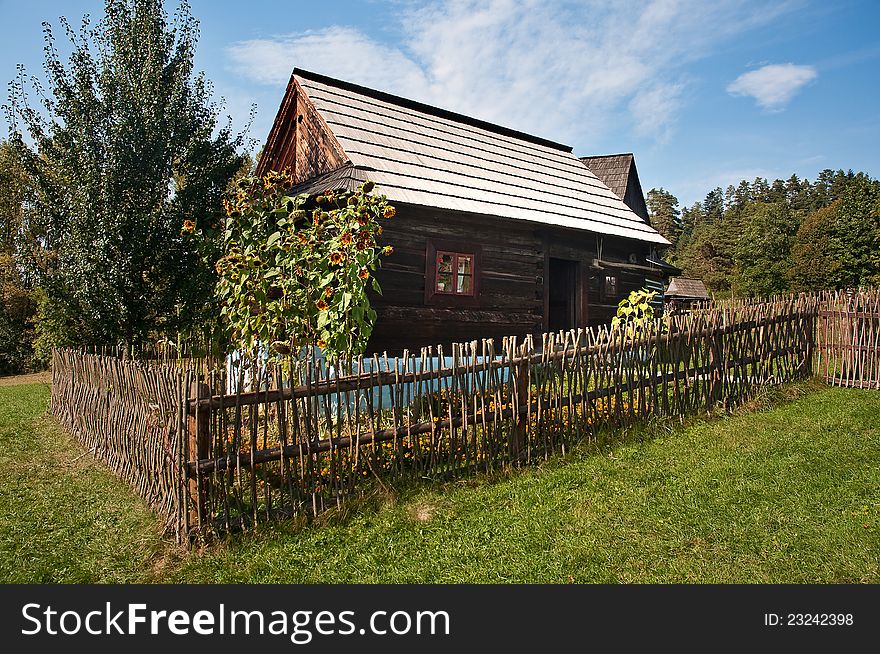 Traditional ancient wooden house, old village preservation. Slovakia. Traditional ancient wooden house, old village preservation. Slovakia.