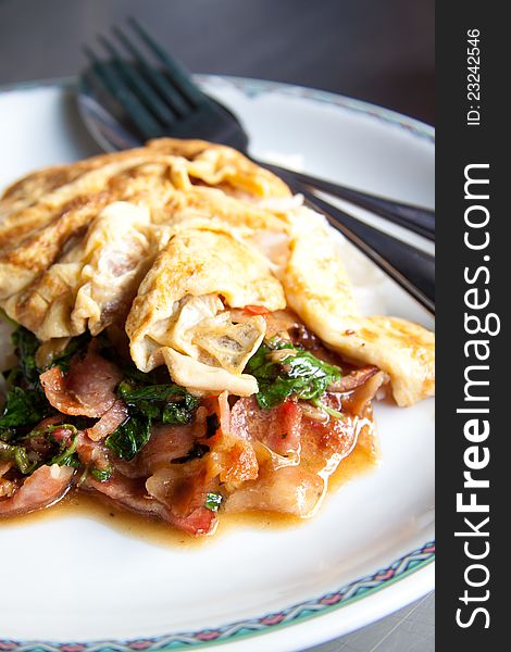 Stir Fried Bacon With Holy Basil