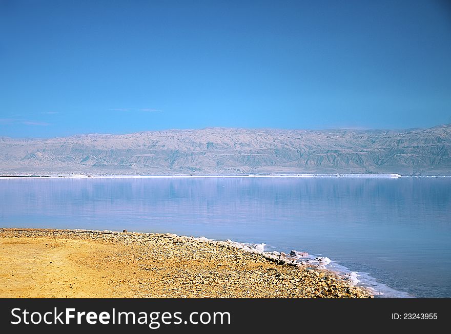Beautiful scenery Dead Sea clear summer day. Beautiful scenery Dead Sea clear summer day