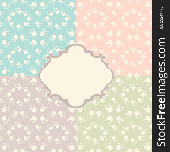 Seamless floral background, greeting card template