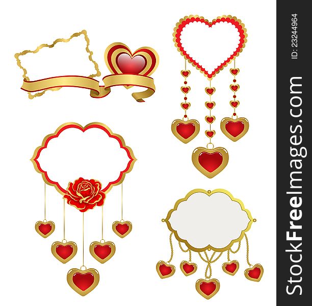 Valentines design elements with hearts. Valentines design elements with hearts