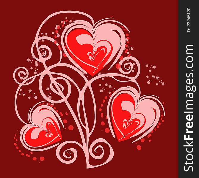 Red and white heart pattern  illustration. Red and white heart pattern  illustration