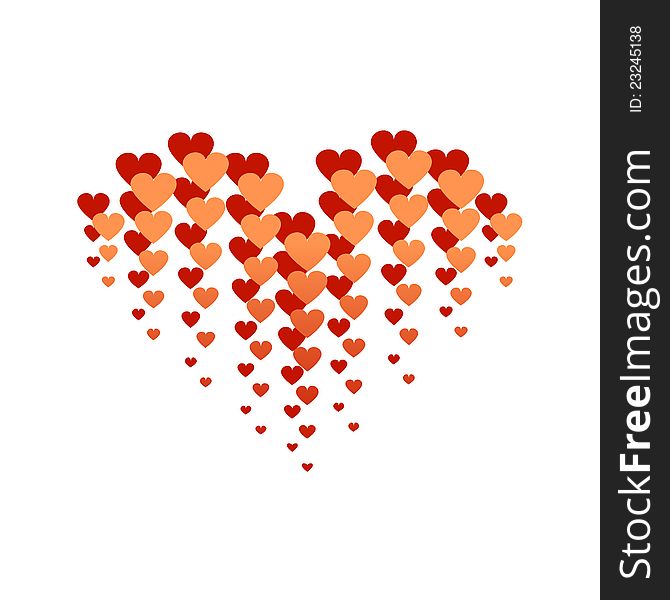 Red and orange heart,  isolated on a white backgraund. Red and orange heart,  isolated on a white backgraund