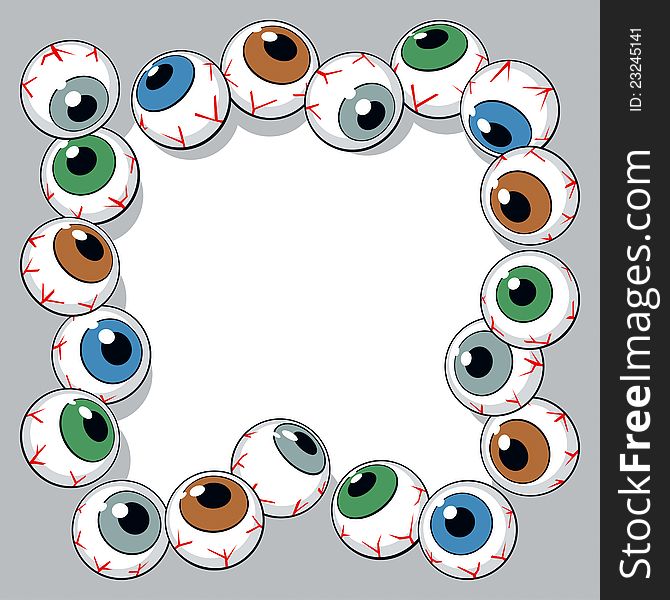 Eyeballs frame on white background. Vector Illustration