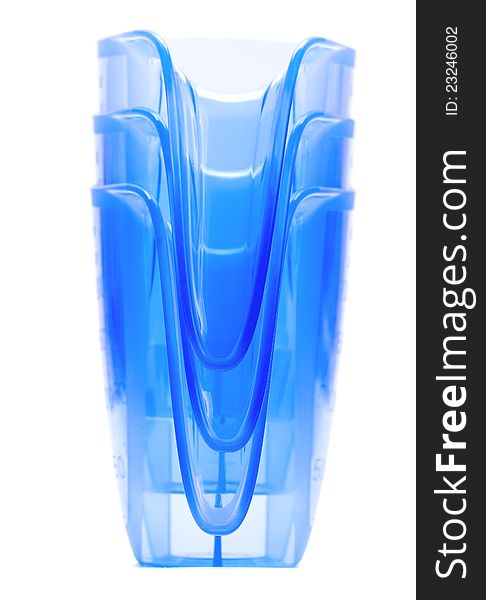 Blue transparent jug isolated on white background