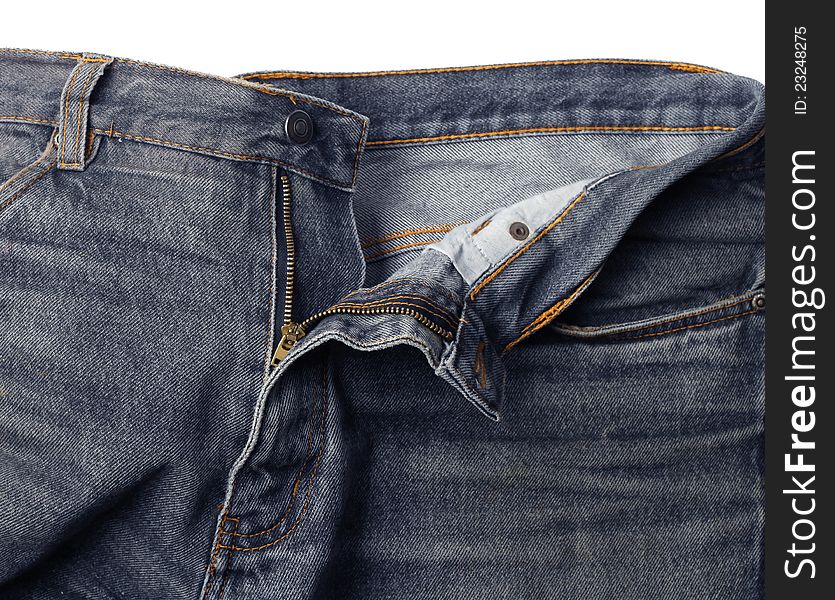 Worn Jeans Zip Half Open