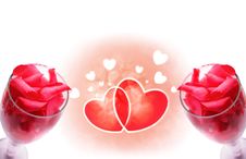 Wine Glass With Rose Petals With Dew Drops Stock Images Wine Glass With Rose Petals With Dew Drops Stock Images