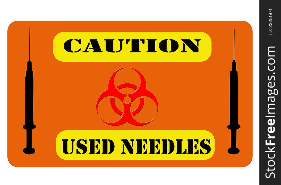 Illustration of a biohazard sign with syringe silhouettes and clipping path at original size