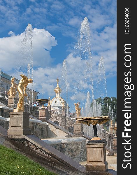 Grand cascade in Pertergof,  Russia.