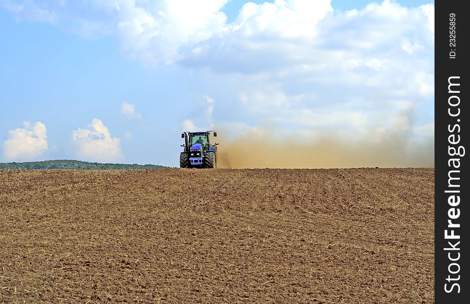 Tractor on work at farm