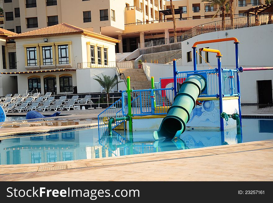 A swimming pool in a holiday resort