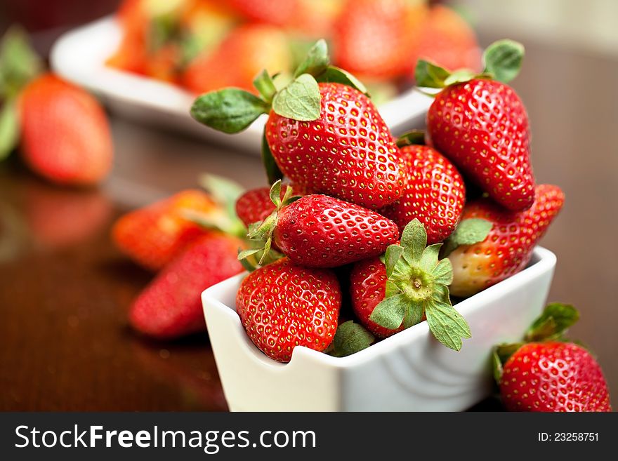 Fresh red strawberries on the table