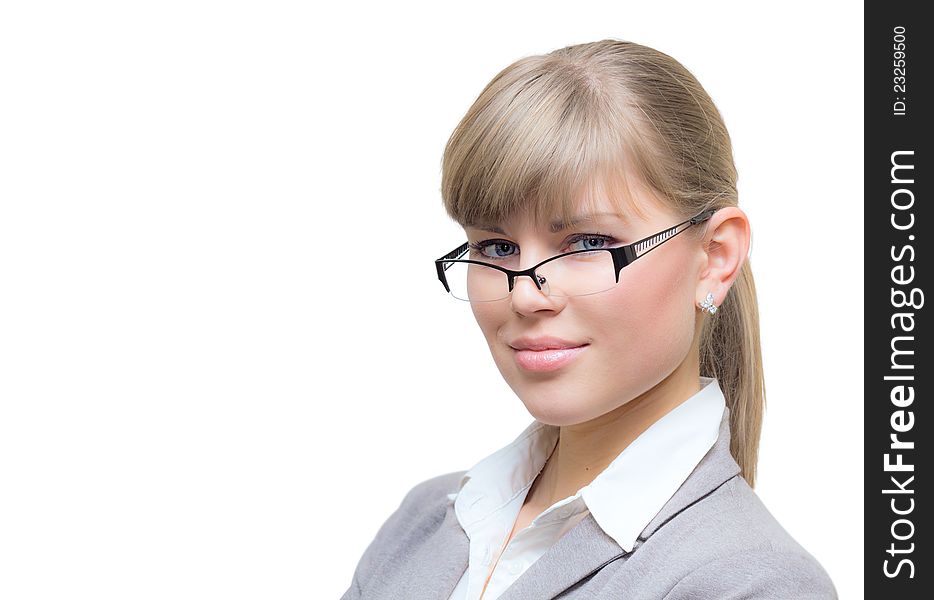 Pretty business woman in glasses