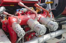 Valves Of Fire Truck Stock Photo