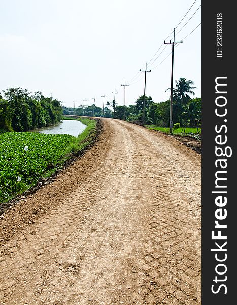 Gravel roads in rural areas of Thailand.