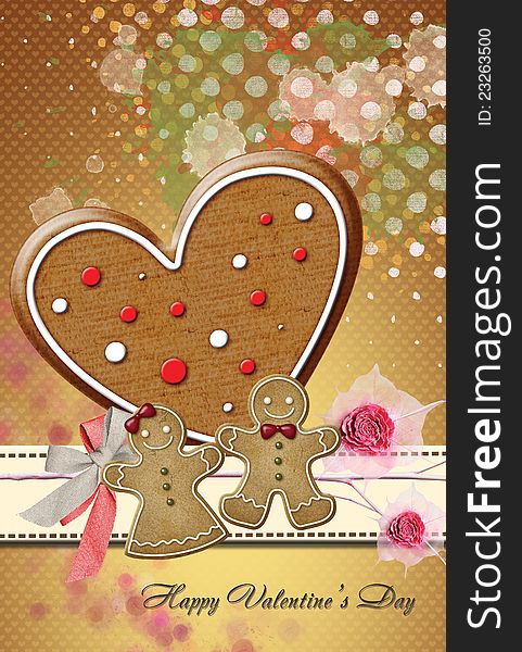 Love card made with cookies embellishments background. Love card made with cookies embellishments background