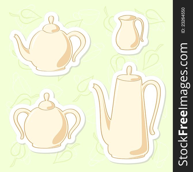 Vector illustration of tea and coffee set. Vector illustration of tea and coffee set.