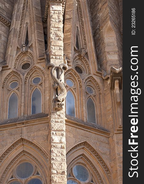 Temple of the Sagrada Familia in Barcelona, Spain situated