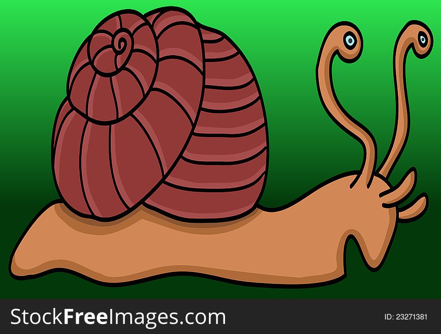 Illustration of a cartoon snail.