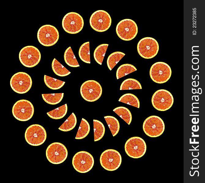 Kaleidoscopic pattern of blood red orange. Kaleidoscopic pattern of blood red orange