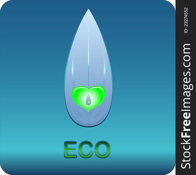 Eco symbol located on a blue background
