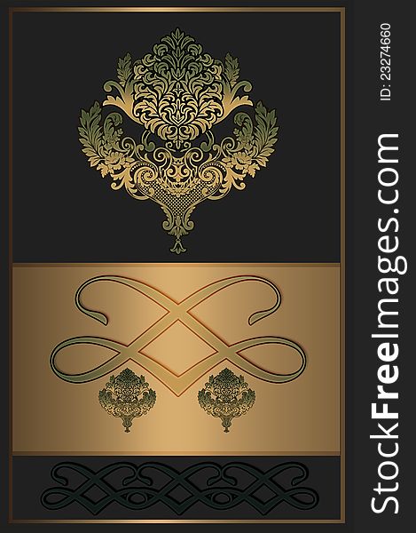 Decorative background with golden patterns. Decorative background with golden patterns.