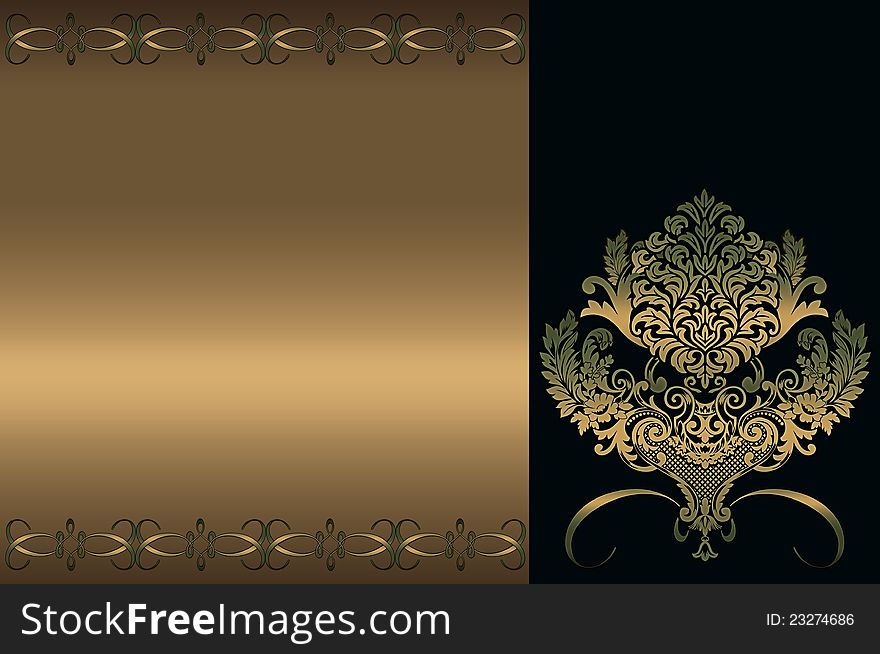 Decorative background with golden patterns. Decorative background with golden patterns.