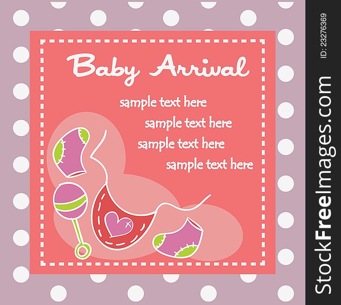 Baby arrival for girls, illustration