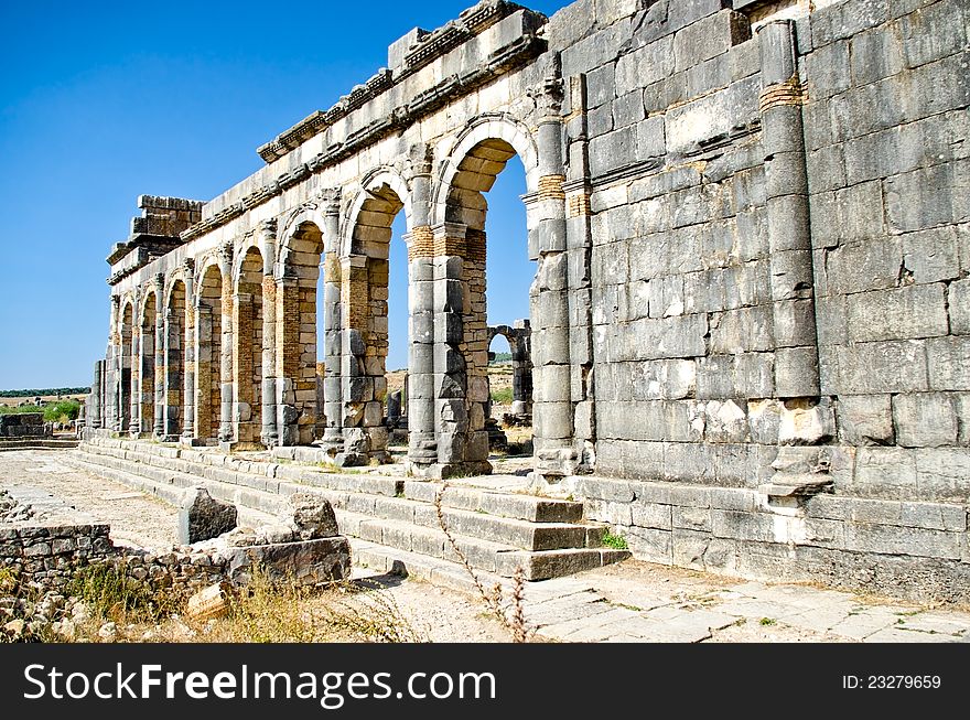 Morocco, ruins of Volubilis, ancient Roman town, near Meknes. Morocco, ruins of Volubilis, ancient Roman town, near Meknes