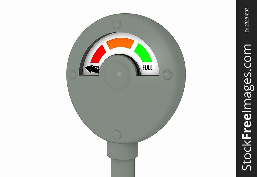 Parking style meter pointing to empty. 1 of a set of 3 pointing to different levels. Parking style meter pointing to empty. 1 of a set of 3 pointing to different levels.