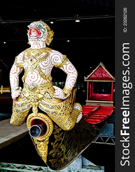 Thai art at Royal barge .Prow of the Emperor's Barge, Bangkok, Thailand. Thai art at Royal barge .Prow of the Emperor's Barge, Bangkok, Thailand