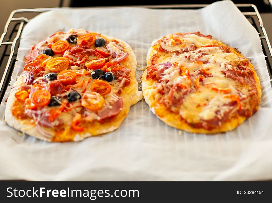 Two Pizza with different coatings