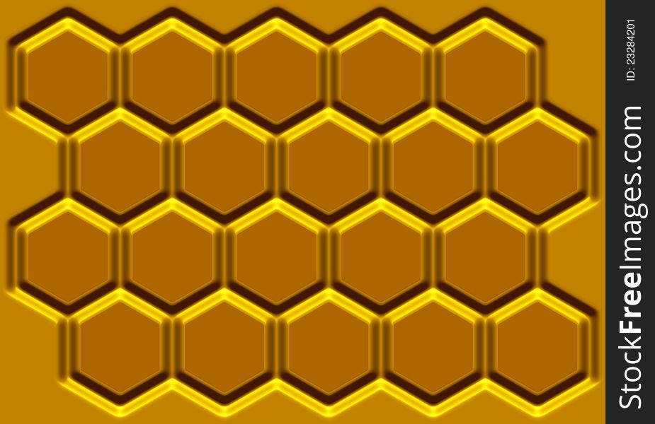 Illustration of natural honey honeycomb