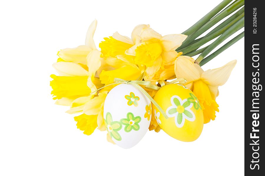 Easter Eggs With Narcissus Flower