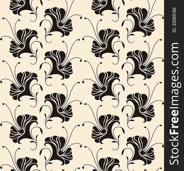 Seamless pattern with lilies, vector format