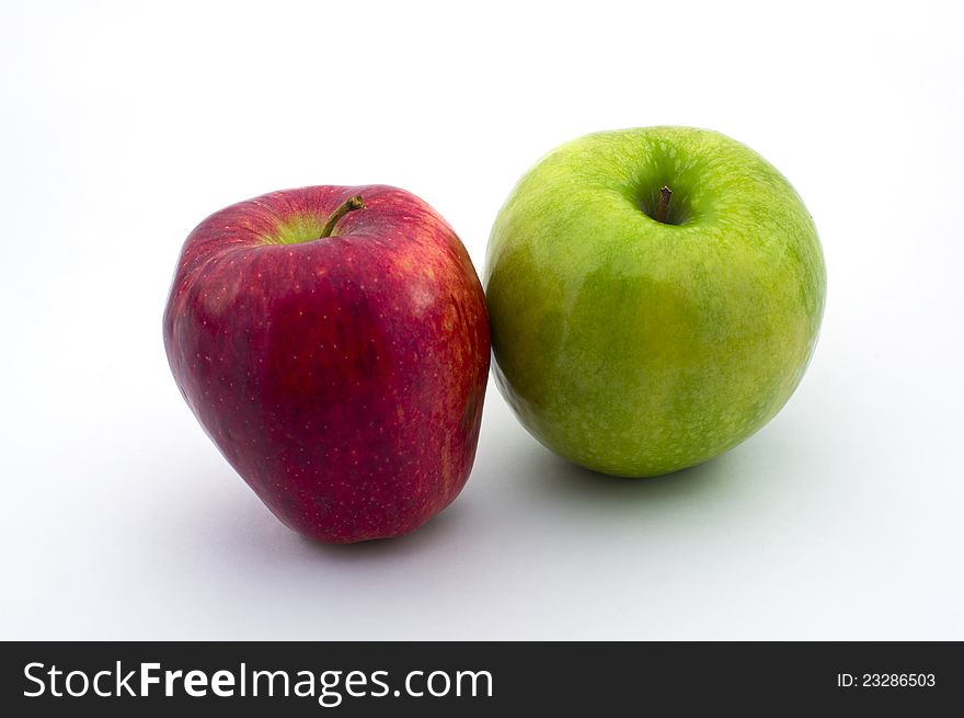 Red apple on a white background.