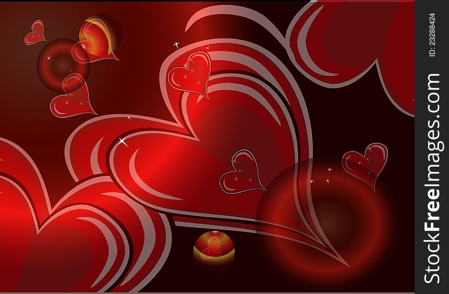 Background With Large Red Hearts