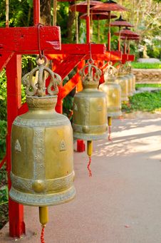 Big Metal Bells In Thai Temple Royalty Free Stock Images