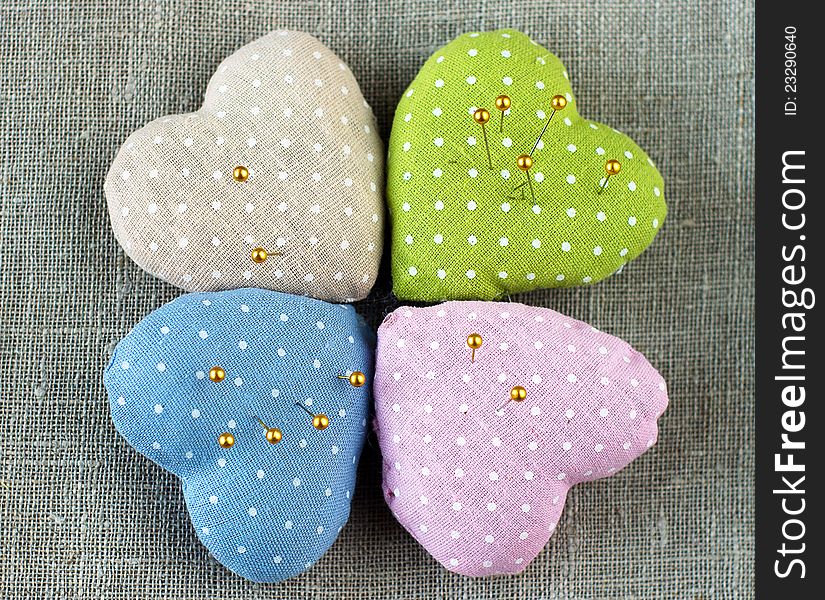 Needle Cushions In A Shape Of Heart