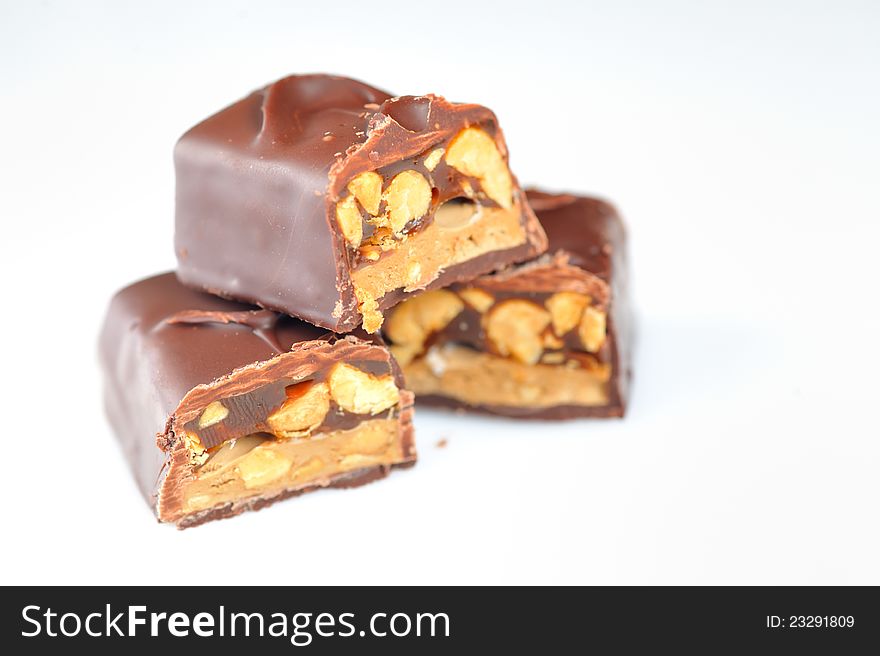 Chocolate covered bar with caramel