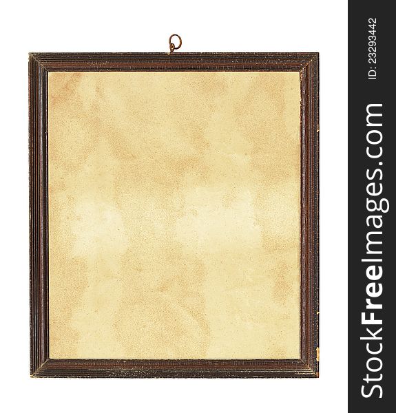 Old wooden picture frame with old paper