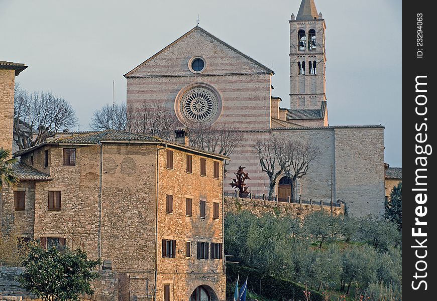 View of Basilica of St.Claire in Assisi,Italy. View of Basilica of St.Claire in Assisi,Italy