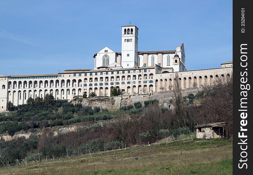 The Basilica of St.Francis and the Sacro Convento in Assisi,Italy. The Basilica of St.Francis and the Sacro Convento in Assisi,Italy