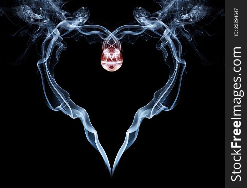 Smoke heart as a symbol of fragile nature of love. Smoke heart as a symbol of fragile nature of love